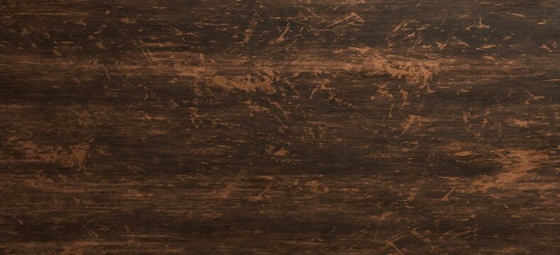 Rustic dark brown wood grain texture background with weathered distressed pattern and worn surface details