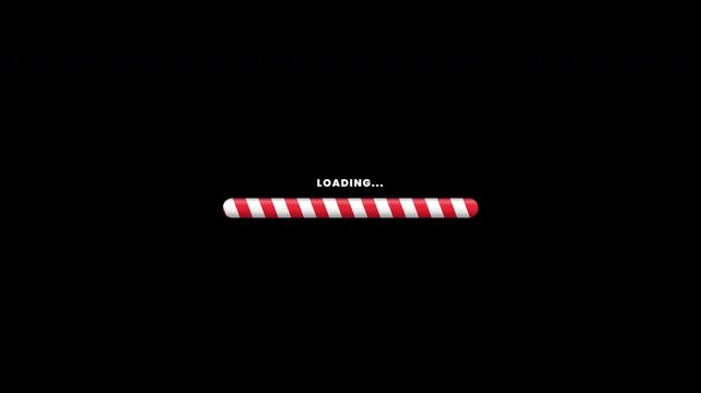 Christmas candy cane loading bar seamless loop animation with transparent alpha channel overlay (4K version only)