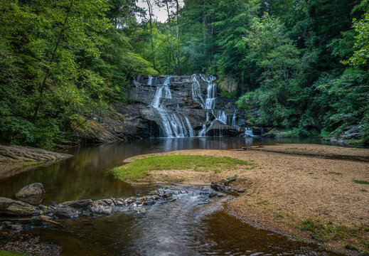 30 ft Cane Creek waterfall on Cane Creek  on the grounds of Glisson Camp and Retreat Center in Dahlonega Georgia USA