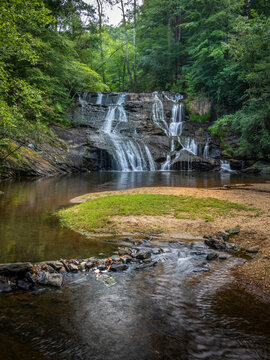 30 ft Cane Creek waterfall on Cane Creek  on the grounds of Glisson Camp and Retreat Center in Dahlonega Georgia USA