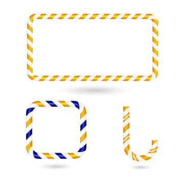 Striped candy frames and hook set isolated on a transparent background