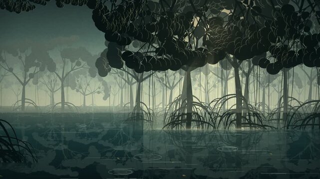 Mangrove Forest Tidal Roots Seamless Loop