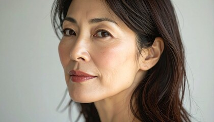 Fototapeta premium 広告向け余白あり大人女性のナチュラルビューティー横顔