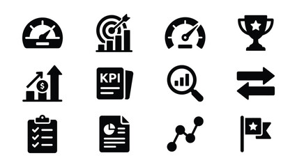 Fototapeta premium Set of business performance and analytics icons with transparent background