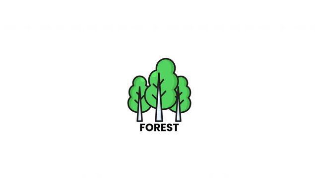 Green tree cartoon icon ideal for forest branding. Clean digital illustration suitable for naturethemed designs, logos, and labels.
