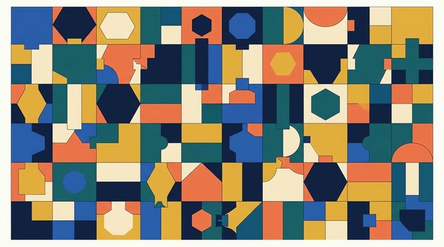 Abstract geometric pattern with colorful interlocking shapes