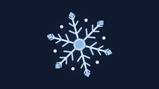 Rotating Winter Snowflake Symbol on Dark Backdrop