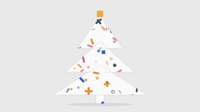 Abstract Holiday Tree Shape with Scattered Geometric Elements