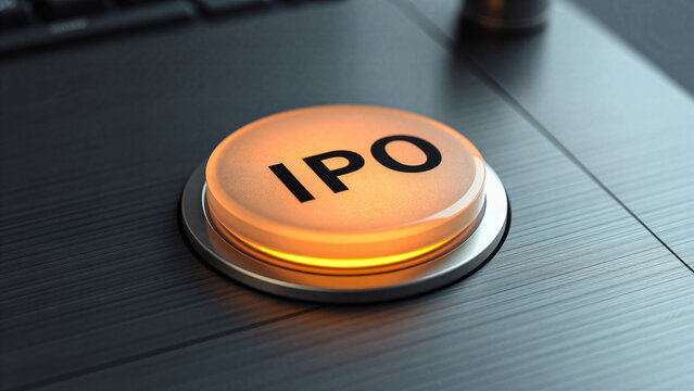 ​Launching initial public offering concept with glowing orange IPO button