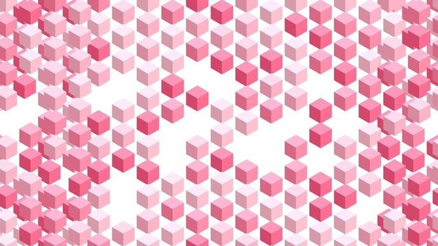pattern isometric horizontal Pink 3D cubes pattern on white background vector graphic