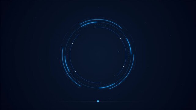 dynamic Blue circular frame, and glowing Neon blue circle frame loading icon background retro style animation and creating a stunning video.4k video