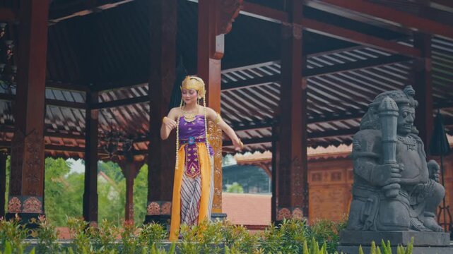 Solo Performance of Javanese Dancer in Garden Pavilion