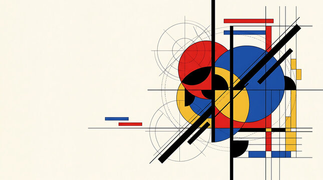Abstract Geometric Constructivist Art Background with Primary Colors