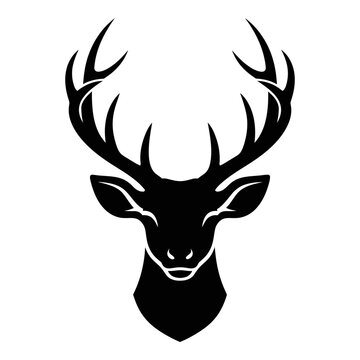 Deer head with large antlers silhouette