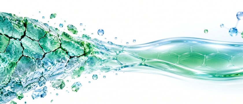 Cracked surface transforming into flowing water