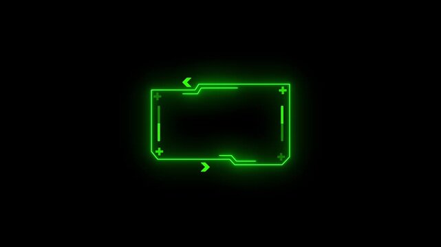 HUD frame animation shines on dark backdrops.Modern cyan HUD frame animation. Sci-fi border for video overlays, futuristic UI displays, gaming interfaces, and high-tech data presentation concepts.