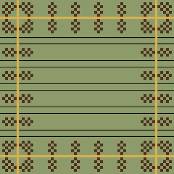Geometric Traditional Keffiyeh Shemagh Border Pattern, Olive Green and Brown Pixelated Arab Scarf Texture Vector