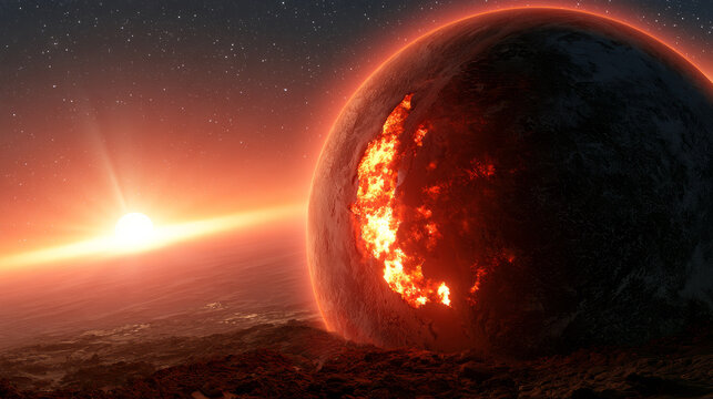 Concept illustration of planetary motion in space, Space Science Popularization Illustrations