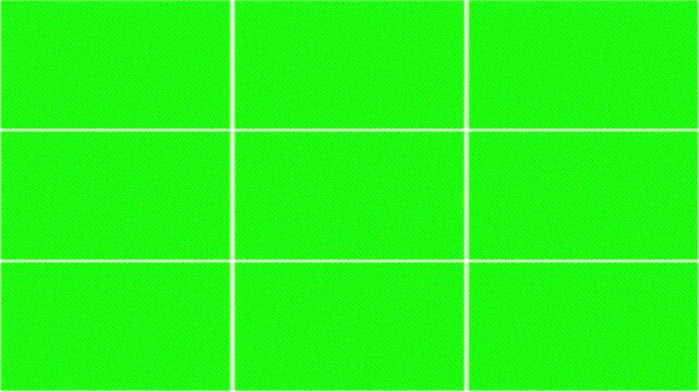 Green screen grid wipe transition animation featuring rectangular panels moving across the screen to create a structured scene change. Perfect for chroma key compositing, video editing, presentations,