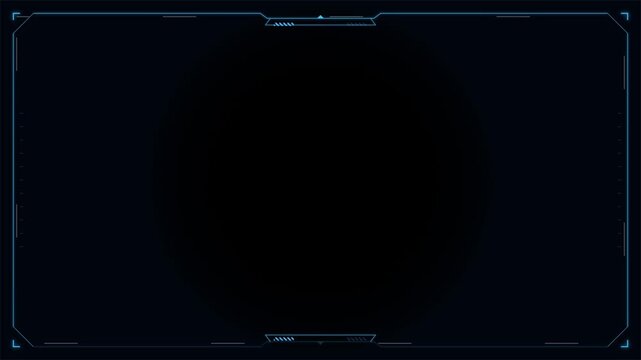 Hud frames user glowing neon blue webcam border interface motion graphics technology futuristic control panel Sci-fi technology interface and streaming webcam screen border. 4k motion video