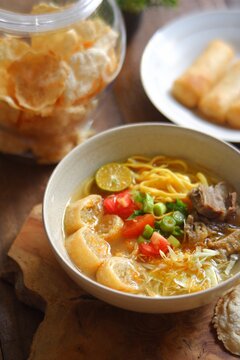 A bowl of soto mie Bogor 
