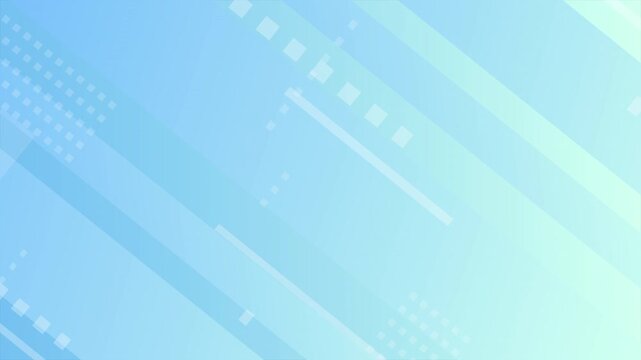 水色グラデーションのサイバー幾何学背景 白い図形が動くループ動画 4K 16:9