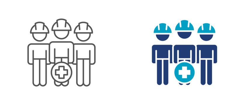 frontline worker icon set, essential employee symbol for workforce, public service, workplace support, and labor. editable vector illustration