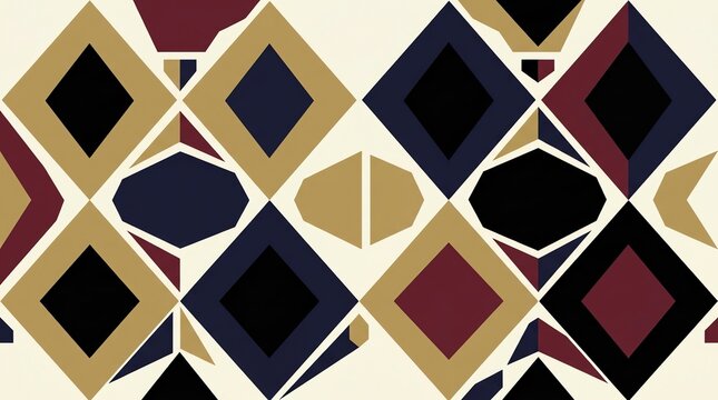 Geometric diamond pattern with gold blue and maroon shapes