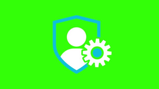 Account settings symbol with gear and user profile icon on green screen. user profile settings icon animation with rotating gear. Profile settings icon. User setting icon. 4k video