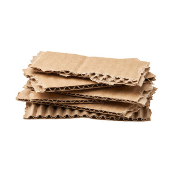 Pile of torn cardboard pieces isolated on transparent background