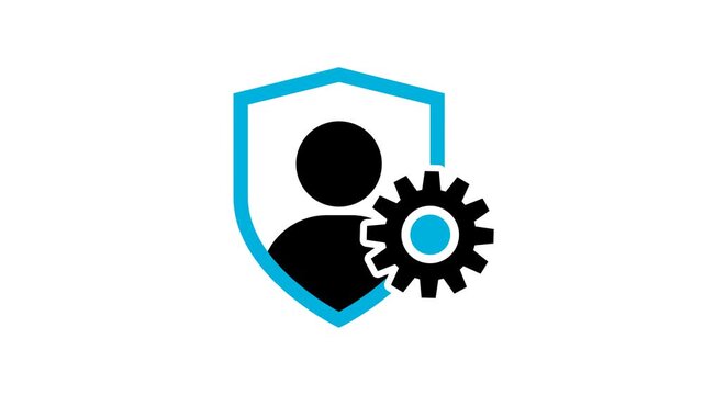 Account settings symbol with gear and user profile icon on transparent background. user profile settings icon animation with rotating gear. Profile settings icon. User setting icon. 4k video
