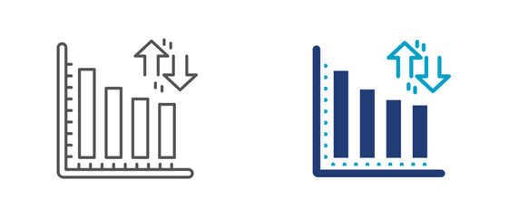 Obraz premium bar volatility icon set, financial fluctuation symbol for market volatility, price changes, investment risk, and economic instability. editable vector illustration