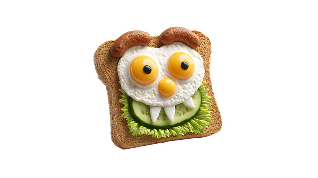 Monster toast fried egg cucumber spooky breakfast