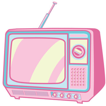 Y2K Pink Retro Television Illustration