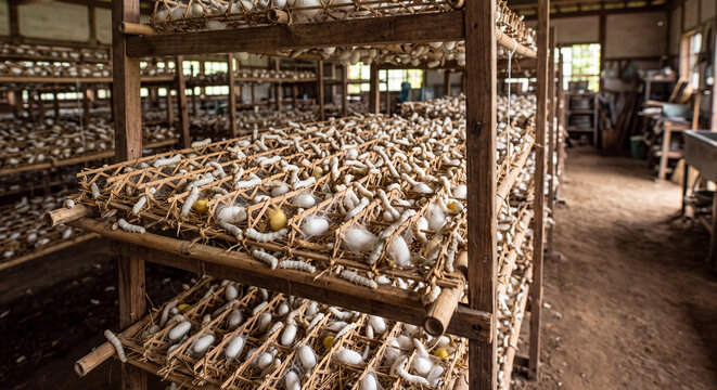 A traditional silkworm farm (sericulture)