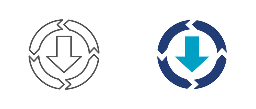 downward arrow icon set, financial decline symbol for revenue loss, market downturn, investment decline, and economic risk. editable vector illustration