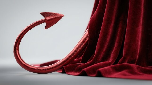 Red velvet devil tail and luxury cloak accessory.