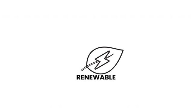 Green energy icon with lightning bolt and leaf outline symbol, ideal for renewable energy projects and sustainable branding materials.