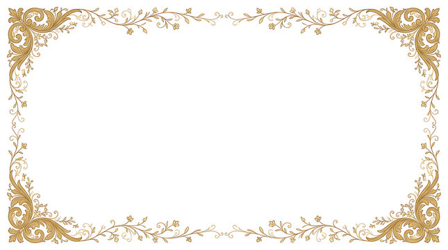 Elegant gold floral frame design with intricate botanical patterns for branding and packaging