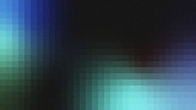 Abstract dark grid backdrop featuring smooth teal, cyan, and deep blue gradient transitions, heavy grainy noise texture.