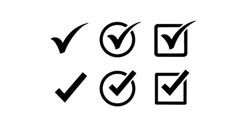 Tick mark vectors black tick box icons collection for web interfaces. © Naqeeb