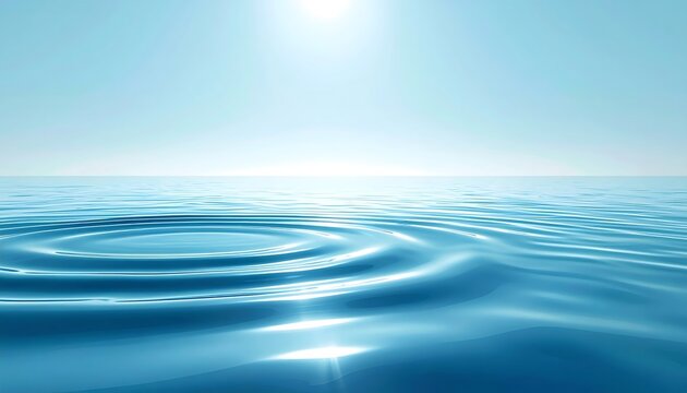 Water ripples spreading on calm blue surface