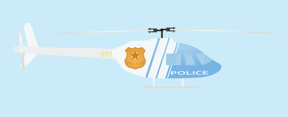 Obraz premium Blue police helicopter. vector illustration