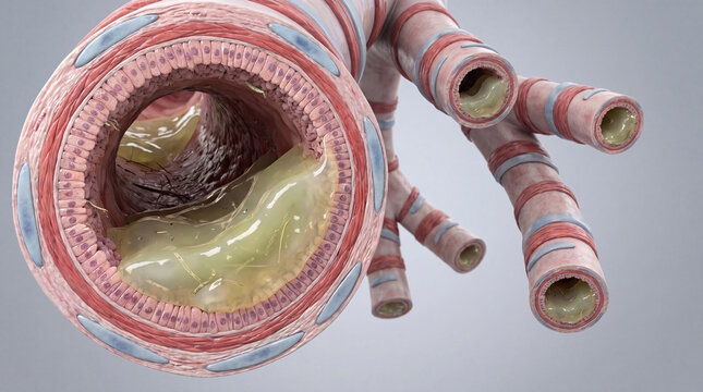 Cross Section of Bronchiole With Mucus Plugging in RSV Infection