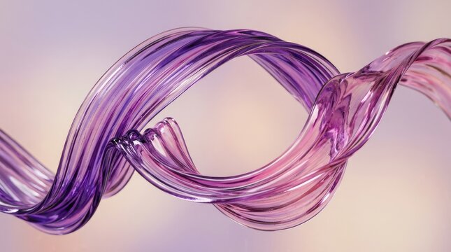 Smooth transparent liquid forming elegant flowing loops in soft
