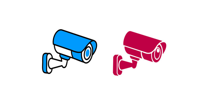blue and red cctv security camera vector illustration for safety system.