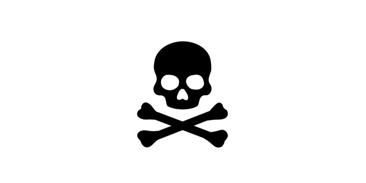 Skull and crossbones icon creates hazardous warning sign for danger zones.