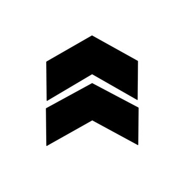 Black military chevron double rank stripe for army uniform insignia.