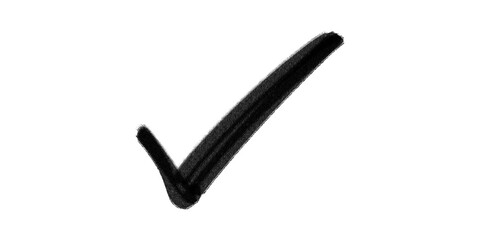 Black charcoal tick mark hand drawn approval symbol with brush texture. © Naqeeb