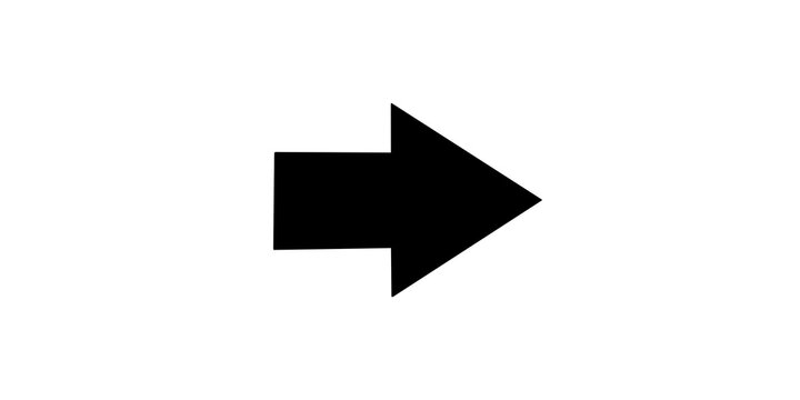 Black arrow right vector isolated on transparent background for direction.